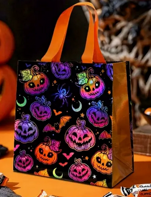 Holographic Halloween Shopping Bag Bats, Ghosts, Cats, Pumpkins Jack-O-Lantern Purses and Bags - Gothic & Alternative Gift - Haunted