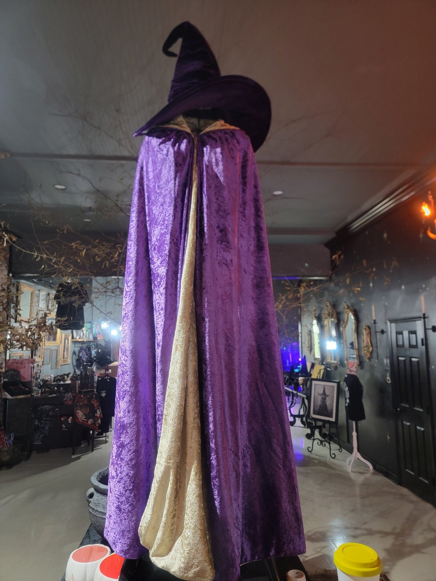 Hooded Cloak Reversable: Purple / Gold Clothing - Gothic & Alternative Gift - Haunted