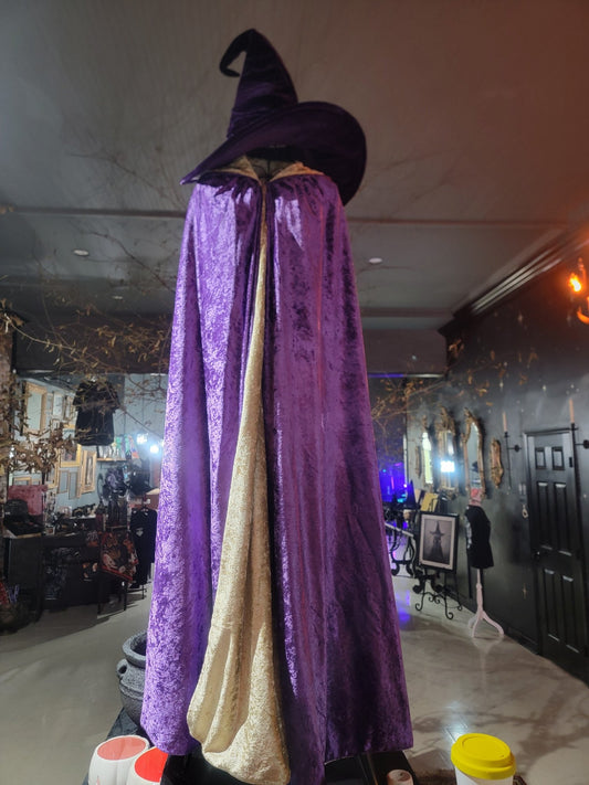 Hooded Cloak Reversable: Purple / Gold Clothing - Gothic & Alternative Gift - Haunted