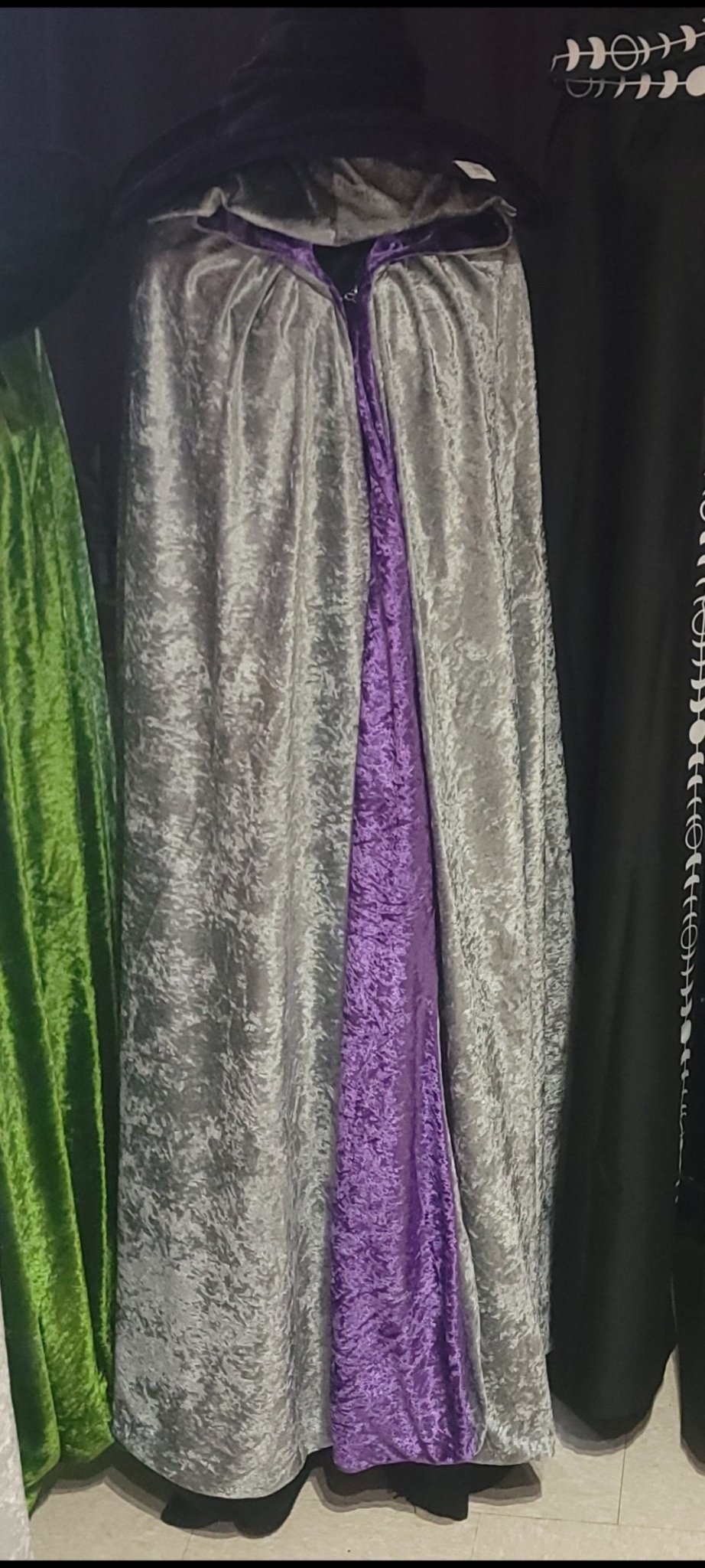 Hooded Cloak Reversable: Purple/ Silver Clothing - Gothic & Alternative Gift - Haunted