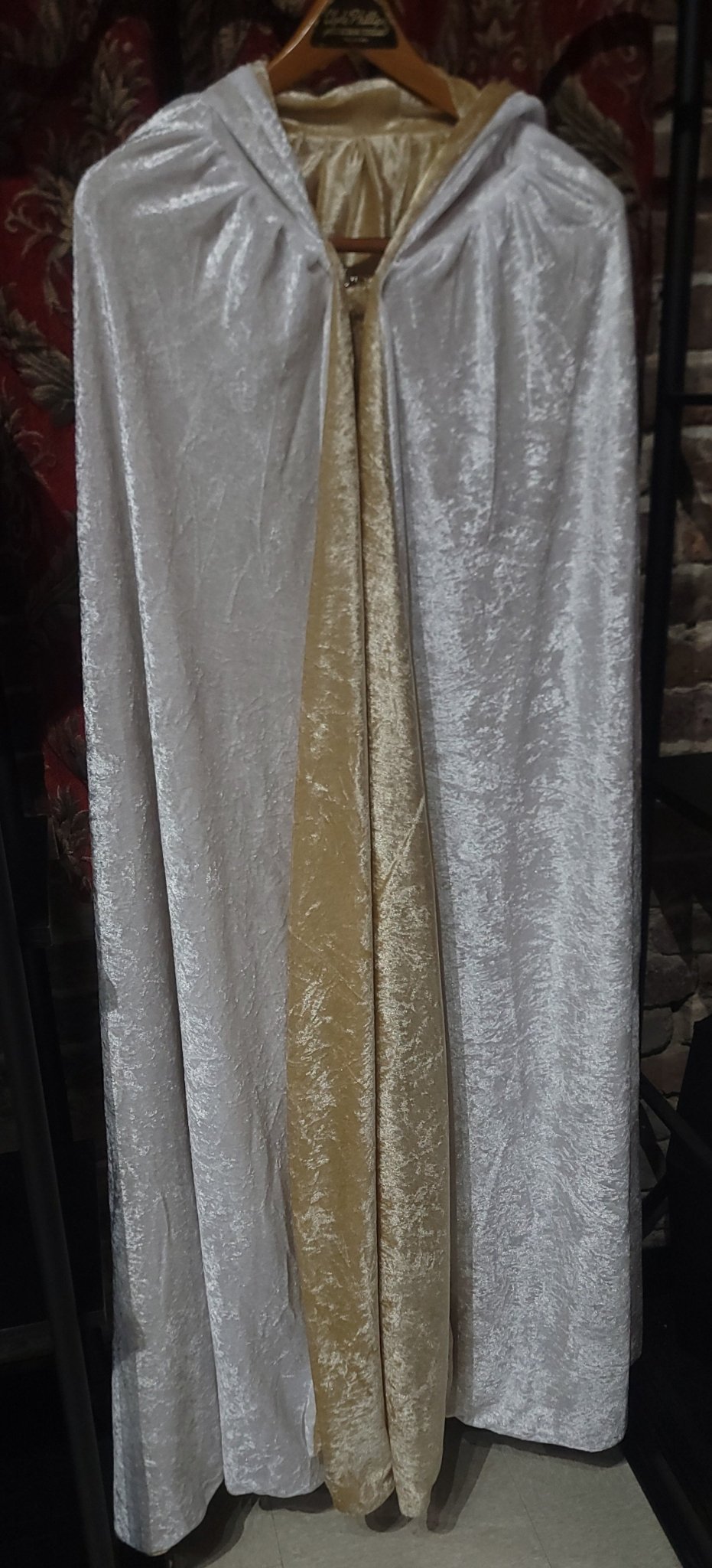 Hooded Cloak Reversable: White/Gold Clothing - Gothic & Alternative Gift - Haunted
