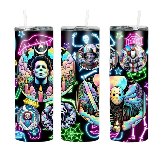Horror icons Stainless Steel Travel Coffee Cup Tumbler Drinkware - Gothic & Alternative Gift - Haunted