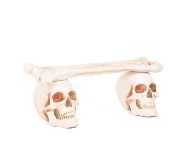 HUGE Lit Skull Halloween Bench Home Decor - Gothic & Alternative Gift - Haunted