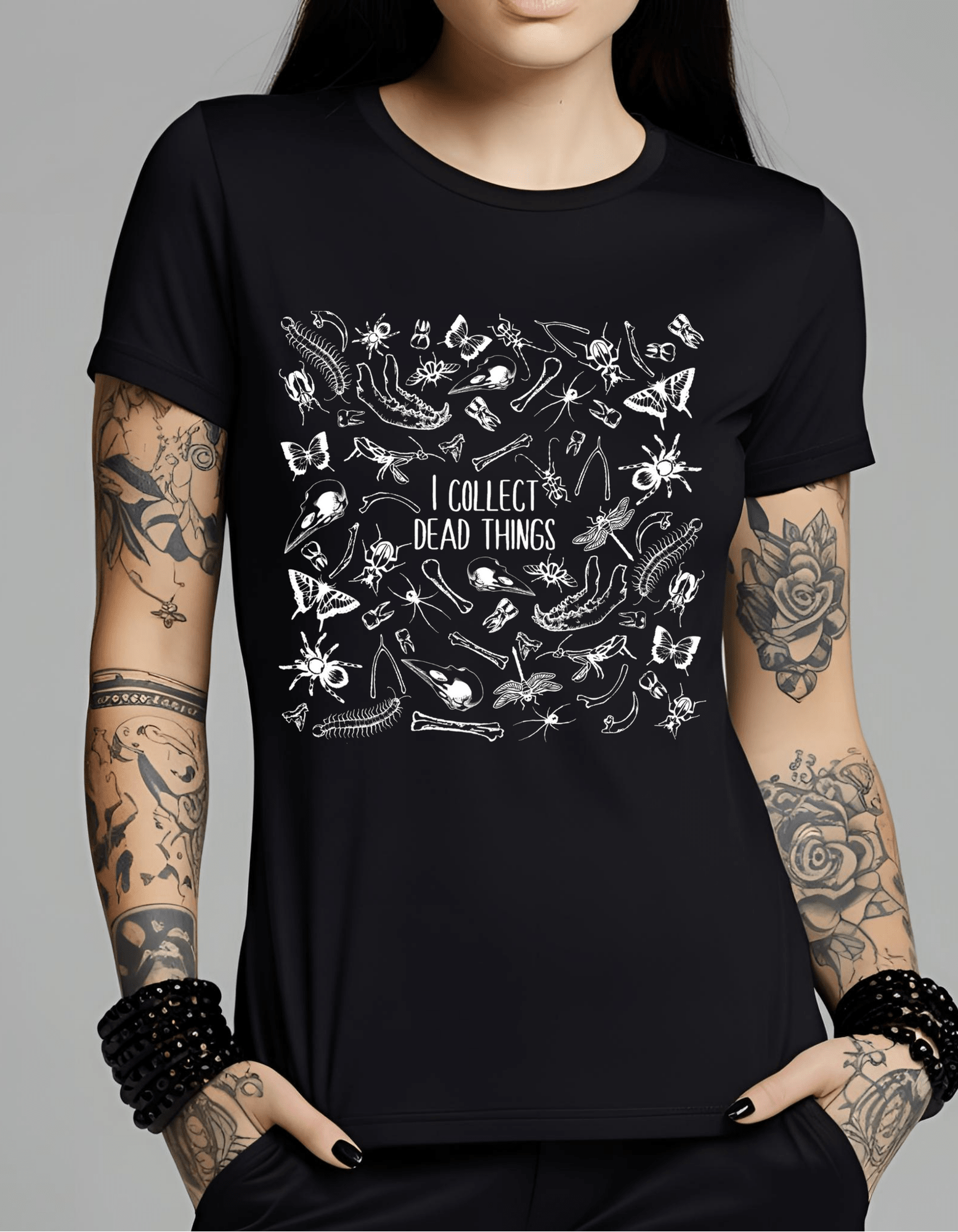 I Collect Dead Things Bug Lover Graphic Unisex T-Shirt Cotton Clothing - Gothic & Alternative Gift - Haunted