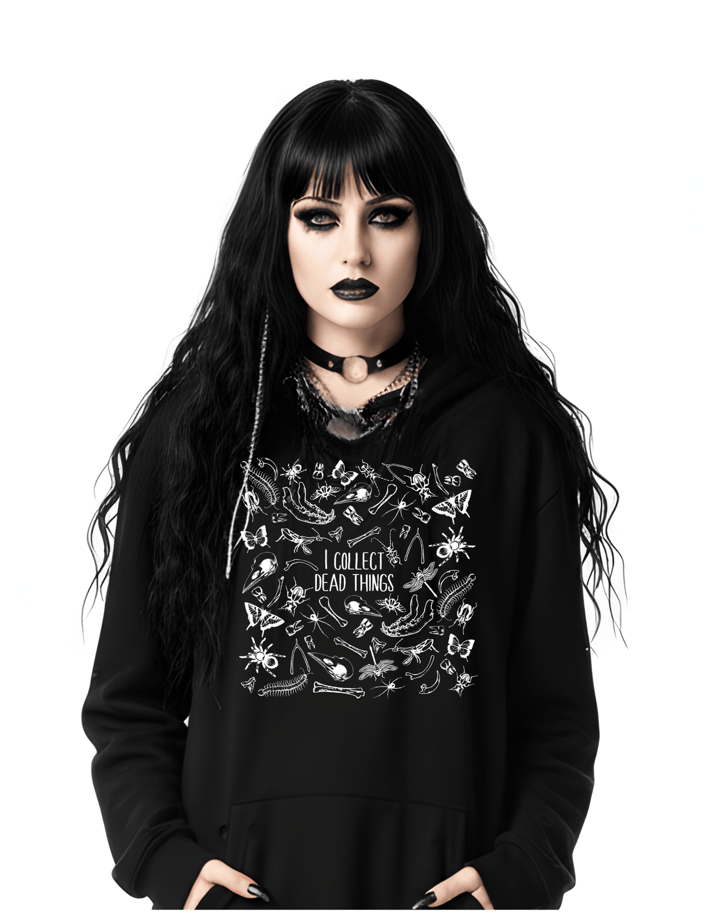 I collect DEAD THINGS Custom Black Hoodie Sweatshirt Pullover insects Clothing - Gothic & Alternative Gift - Haunted