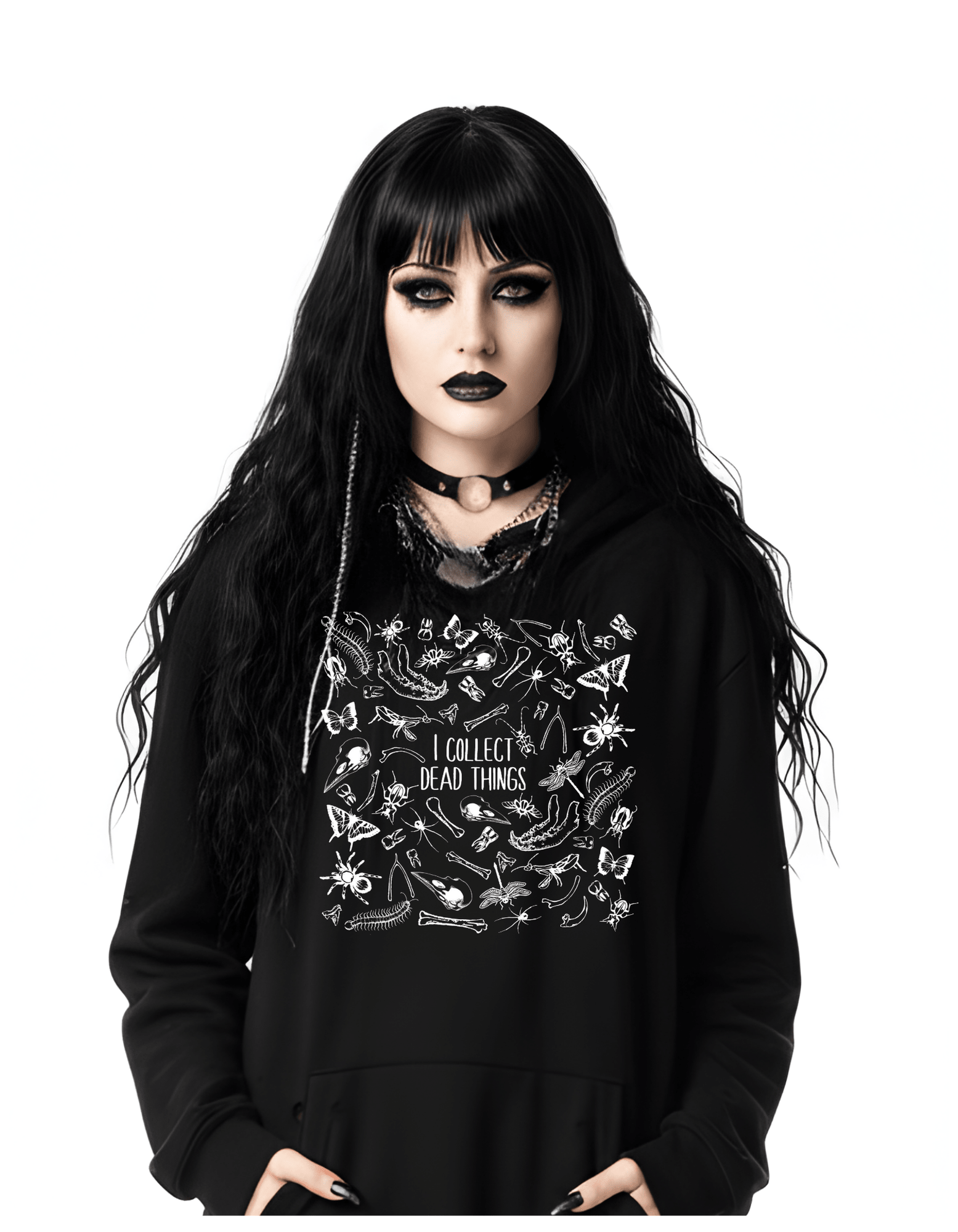 I collect DEAD THINGS Custom Black Hoodie Sweatshirt Pullover insects Clothing - Gothic & Alternative Gift - Haunted