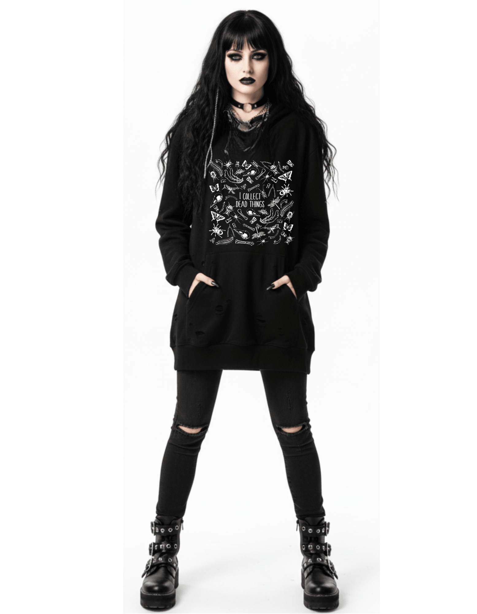 I collect DEAD THINGS Custom Black Hoodie Sweatshirt Pullover insects Clothing - Gothic & Alternative Gift - Haunted