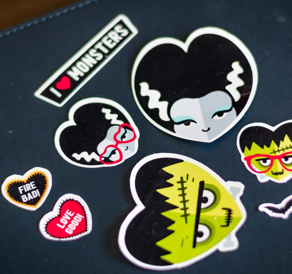 I ❤️ Monsters Vinyl Sticker Sheet Stickers - Gothic & Alternative Gift - Haunted