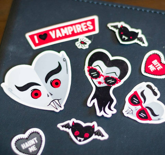 I ❤️ Vampires Vinyl Sticker Sheet Goth Victorian Nosferatu Stickers - Gothic & Alternative Gift - Haunted
