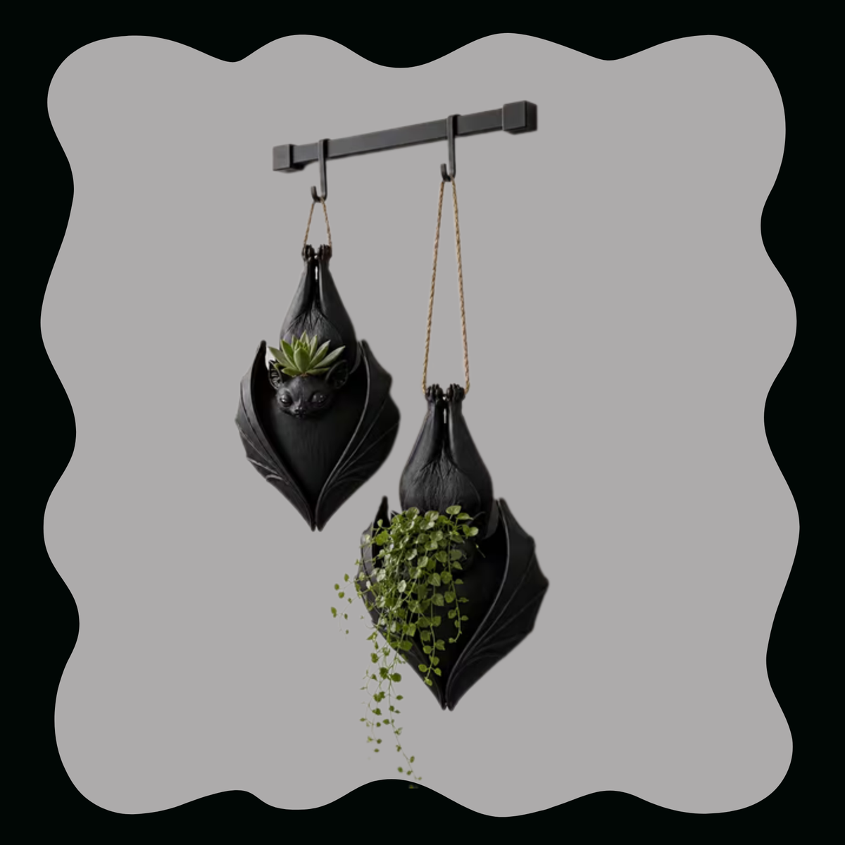 Black Bat Plant Hanger – Gothic 3D Printed Home Decor