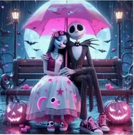 Jack Skellington And Sally Diamond Art Kit Rainey Days Diamond Art - Gothic & Alternative Gift - Haunted