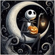 Jack Skellington Diamond Art Kit Moon and Pumpkin Diamond Art - Gothic & Alternative Gift - Haunted
