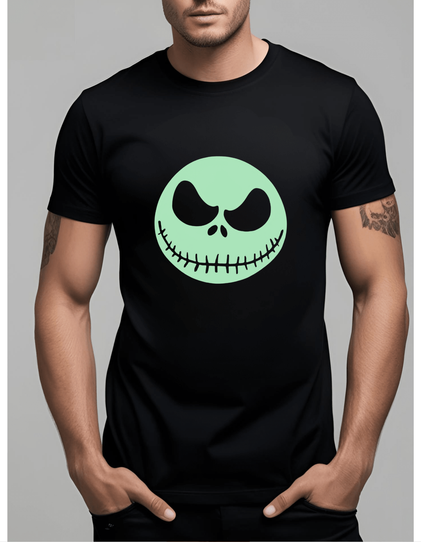 Jack Skellington Glow in the Dark Graphic Unisex T-Shirt Cotton Clothing - Gothic & Alternative Gift - Haunted