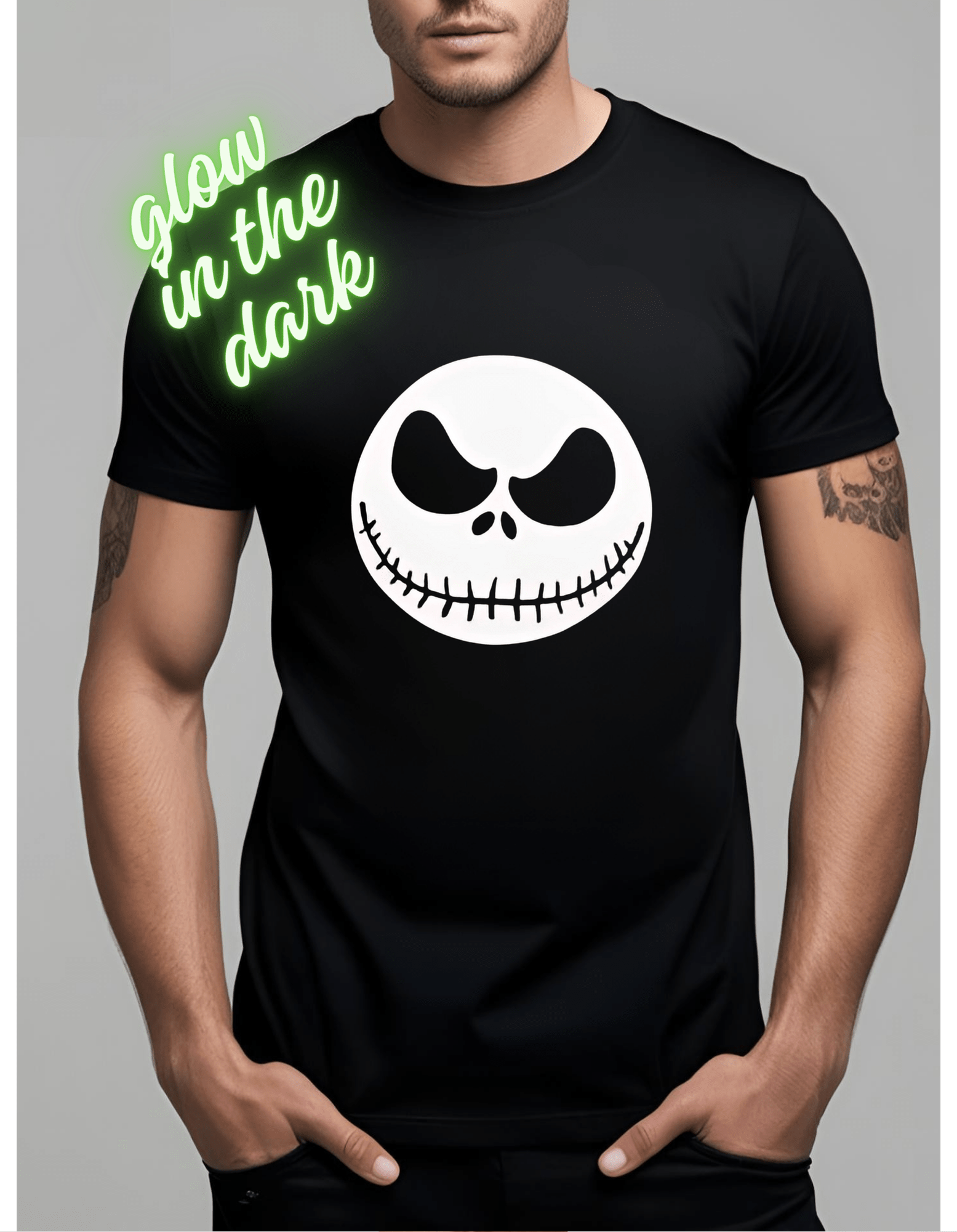 Jack Skellington Glow in the Dark Graphic Unisex T-Shirt Cotton Clothing - Gothic & Alternative Gift - Haunted