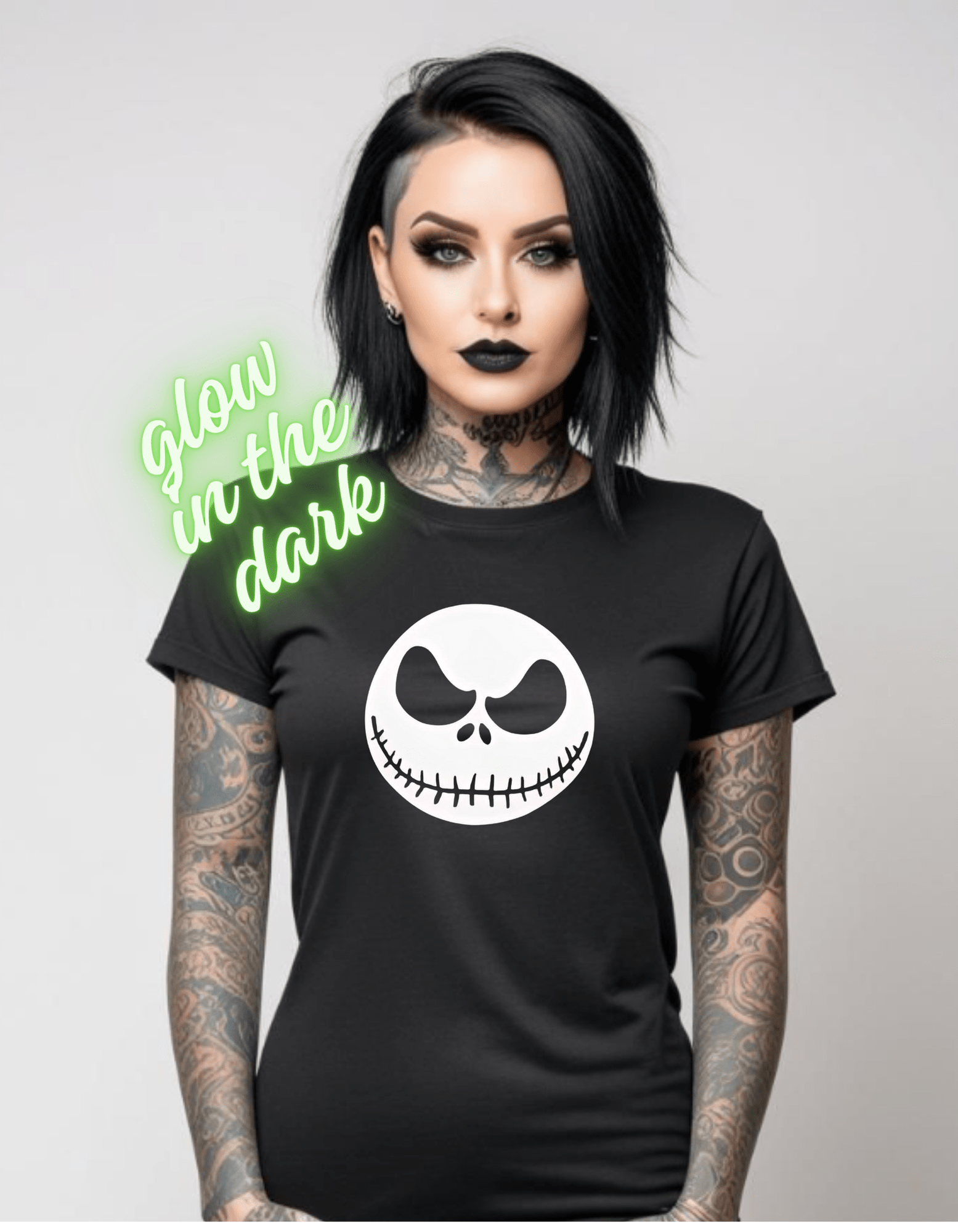 Jack Skellington Glow in the Dark Graphic Unisex T-Shirt Cotton Clothing - Gothic & Alternative Gift - Haunted