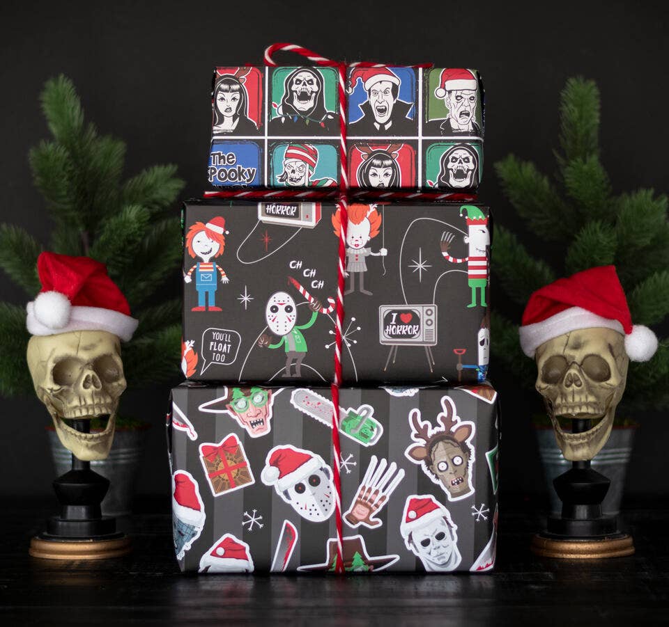 Killer Christmas Gift Wrap (8ft Roll) Gothmas Creepmas Wrapping Paper - Gothic & Alternative Gift - Haunted