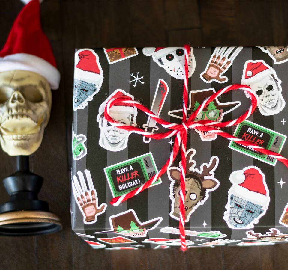 Killer Christmas Gift Wrap (8ft Roll) Gothmas Creepmas Wrapping Paper - Gothic & Alternative Gift - Haunted