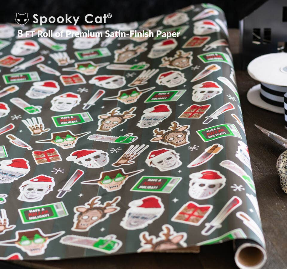 Killer Christmas Gift Wrap (8ft Roll) Gothmas Creepmas Wrapping Paper - Gothic & Alternative Gift - Haunted