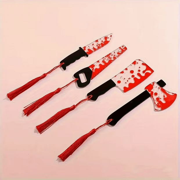 Killer Knife Bloody Knife Bookmark with tassel Bookmarks - Gothic & Alternative Gift - Haunted