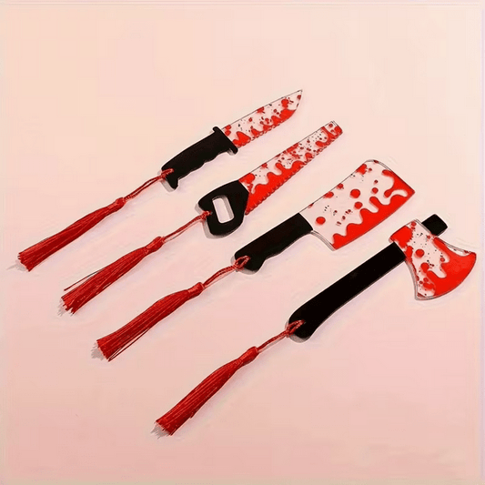 Killer Knife Bloody Knife Bookmark with tassel Bookmarks - Gothic & Alternative Gift - Haunted
