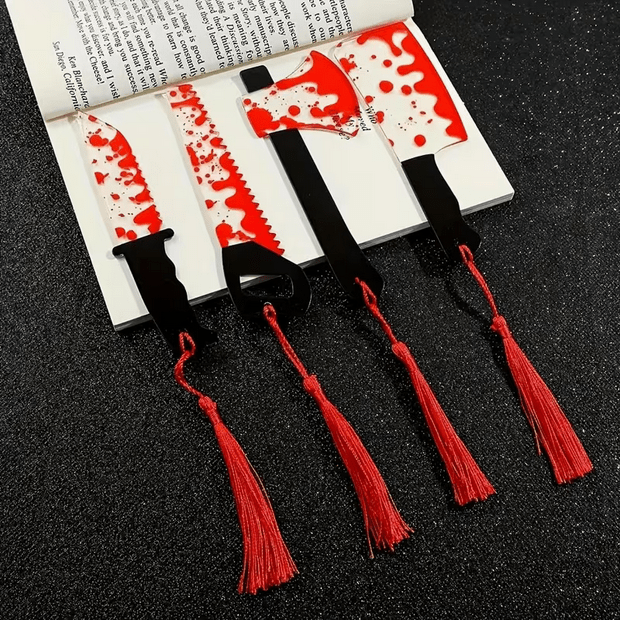 Killer Knife Bloody Knife Bookmark with tassel Bookmarks - Gothic & Alternative Gift - Haunted