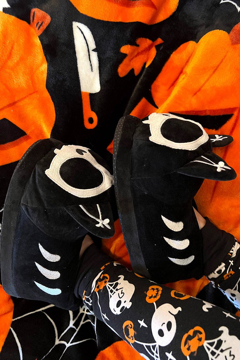 Kitten Cat Skeleton Goth Slippers Skelekitty Slippers Size Med/Large Clothing - Gothic & Alternative Gift - Haunted