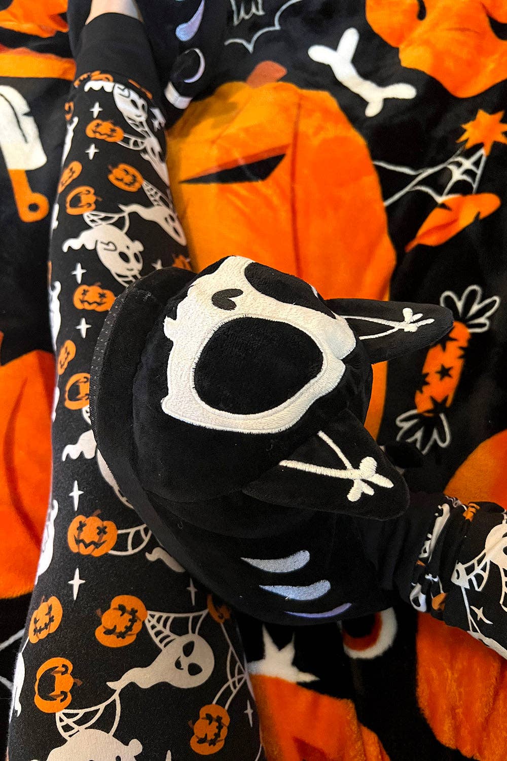 Kitten Cat Skeleton Goth Slippers Skelekitty Slippers Size Med/Large Clothing - Gothic & Alternative Gift - Haunted