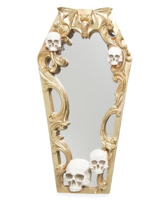Large Bat & Skulls Creepy Goth Mirror Home Decor - Gothic & Alternative Gift - Haunted