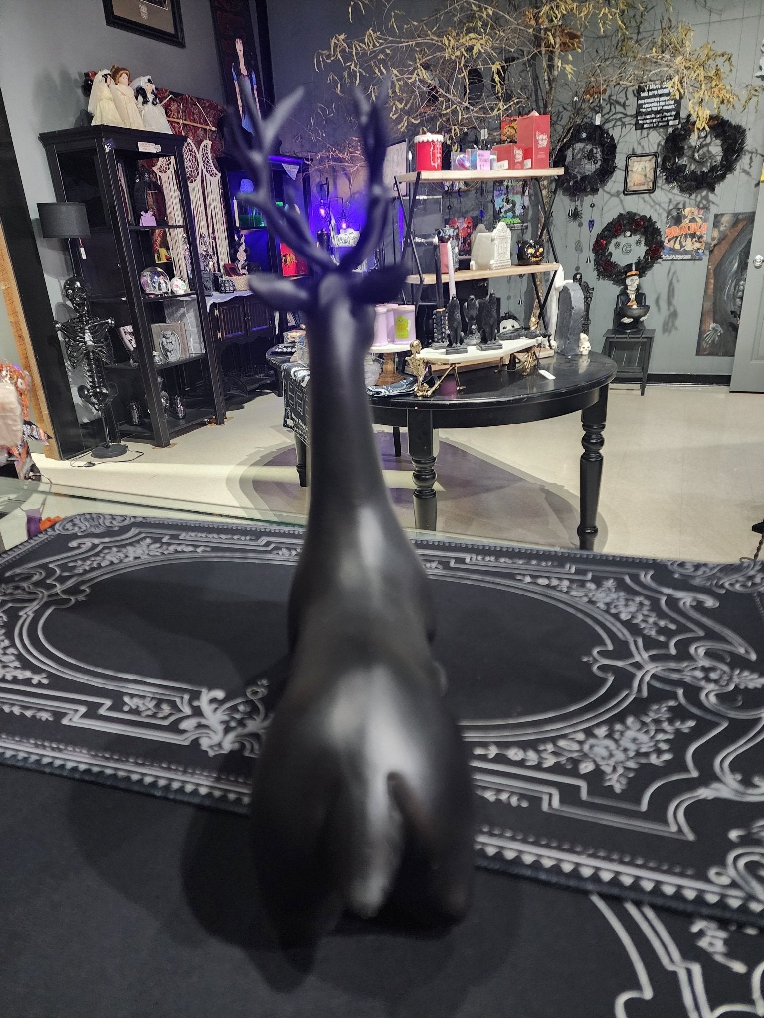 Large Black Reindeer Deer Figurine Figurines - Gothic & Alternative Gift - Haunted