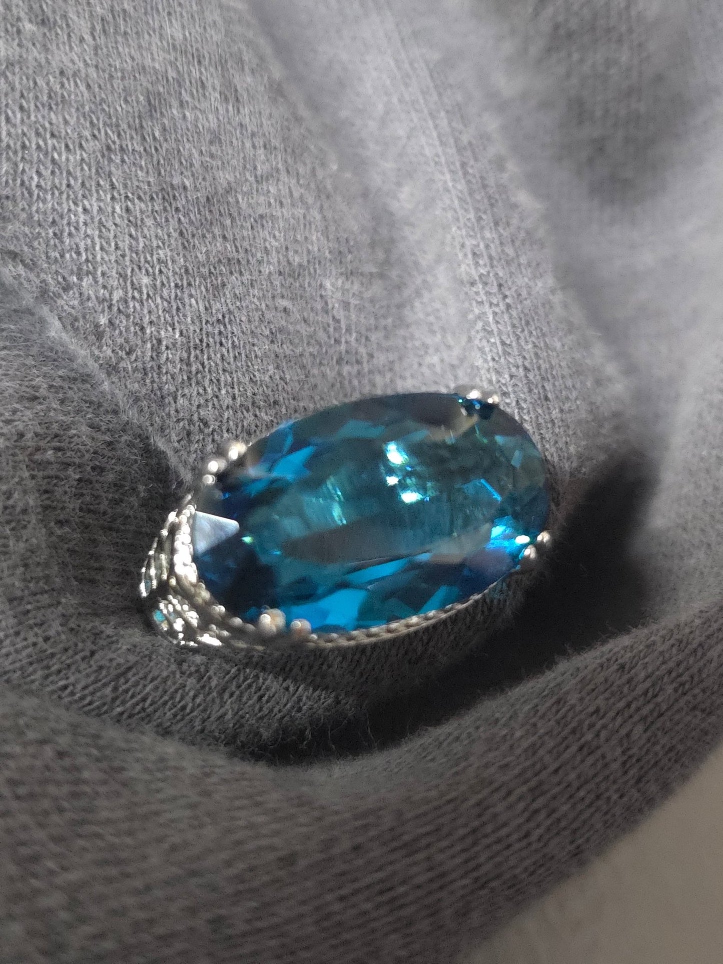 Large blue oval stone silver plated ring Jewelry - Gothic & Alternative Gift - Haunted