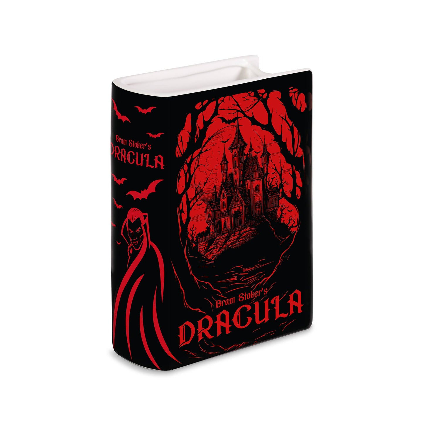 Large Book Shaped Vase, Dracula in Blood Red Garden Decor - Gothic & Alternative Gift - Haunted