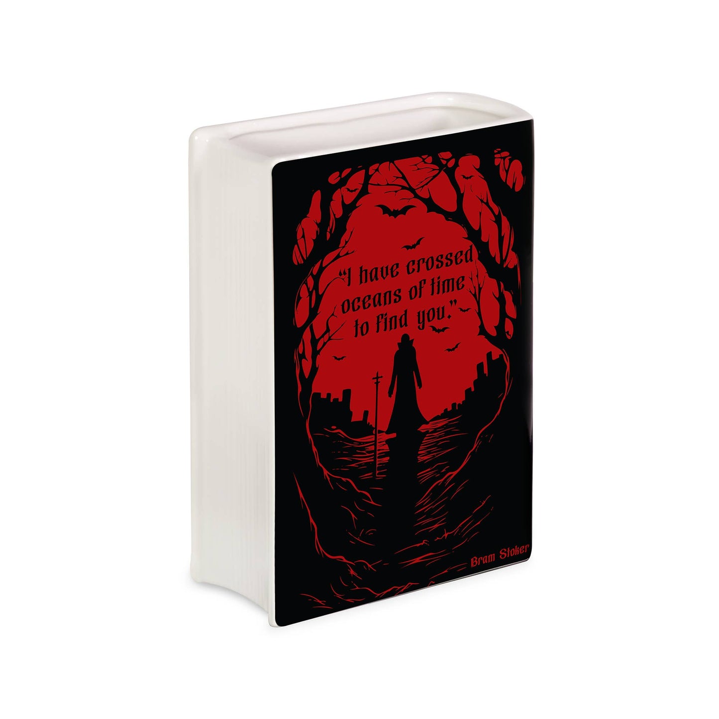 Large Book Shaped Vase, Dracula in Blood Red Garden Decor - Gothic & Alternative Gift - Haunted
