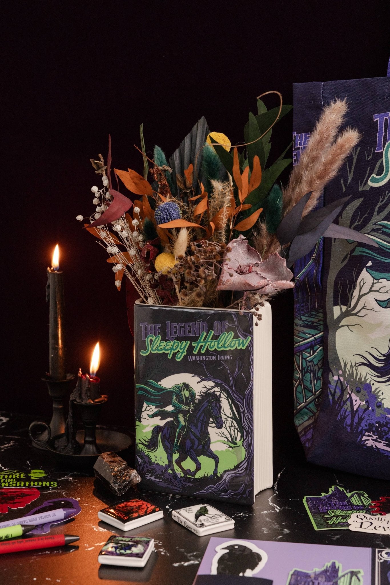 Large Book Shaped Vase, Sleepy Hollow Headless Horseman Garden Decor - Gothic & Alternative Gift - Haunted