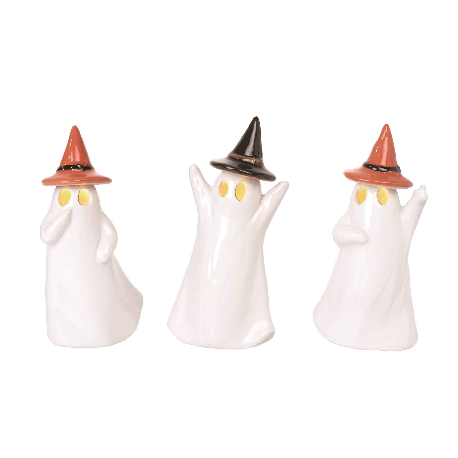 Large Ceramic Light Up Ghost with Witch Hat CLEARANCE Home Decor - Gothic & Alternative Gift - Haunted