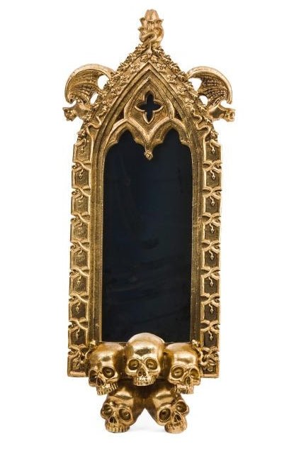 Large Creepy Skull Gargoyle Bat Goth Mirror Home Decor - Gothic & Alternative Gift - Haunted