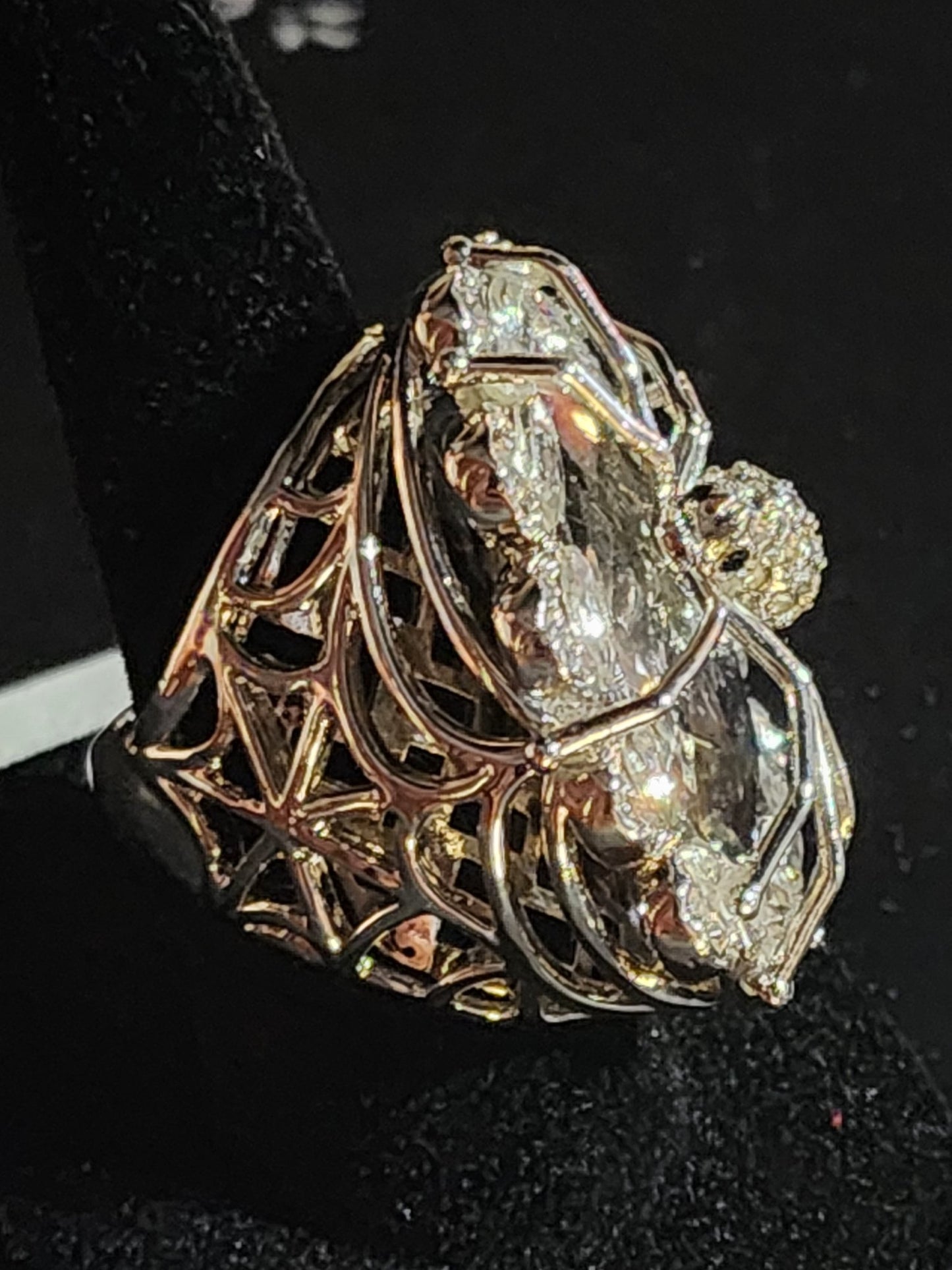 Large Gothic Crystal and Silver Spider Ring Jewelry - Gothic & Alternative Gift - Haunted