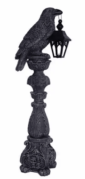 Large LIT Gothic Raven Lamp post Statue Home Decor - Gothic & Alternative Gift - Haunted