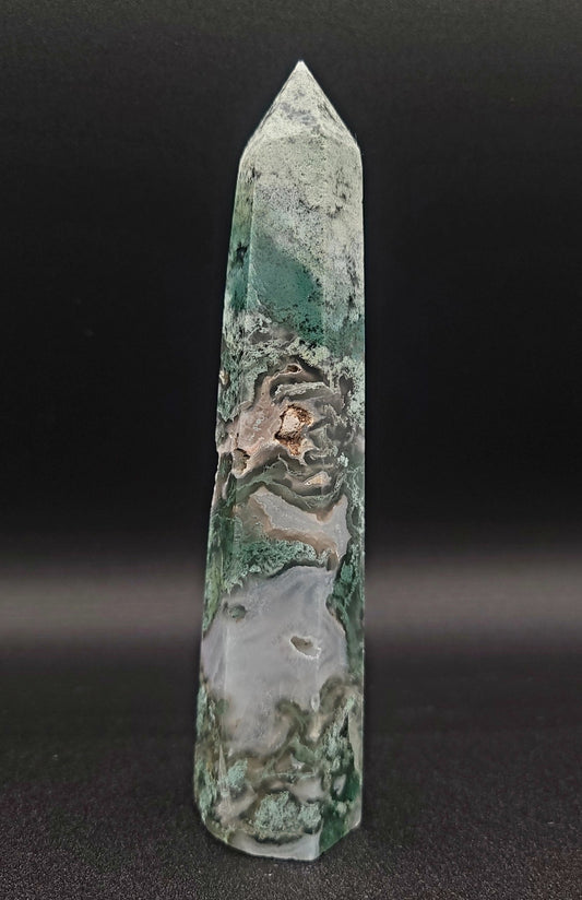 Large Moss Agate Crystal Tower Crystal - Gothic & Alternative Gift - Haunted