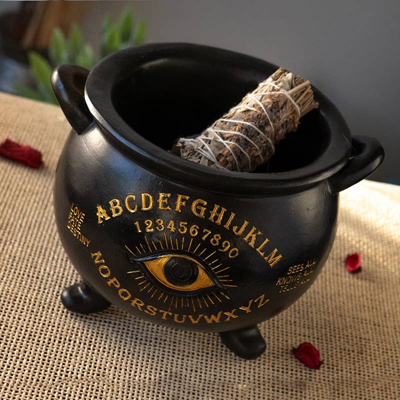 Large Ouija Cauldron Pot, Mystical, Witch Home Decor - Gothic & Alternative Gift - Haunted