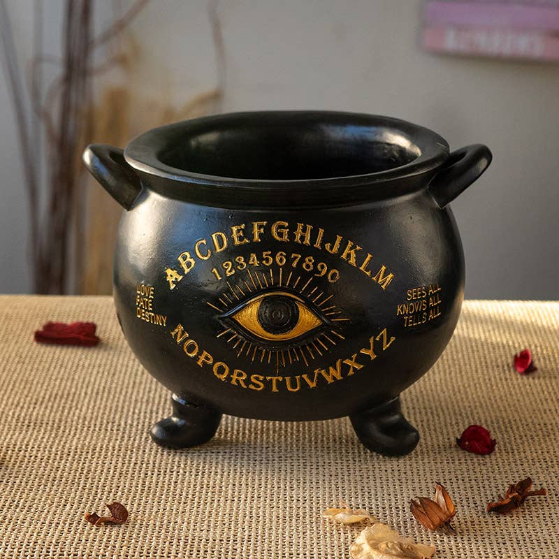 Large Ouija Cauldron Pot, Mystical, Witch Home Decor - Gothic & Alternative Gift - Haunted