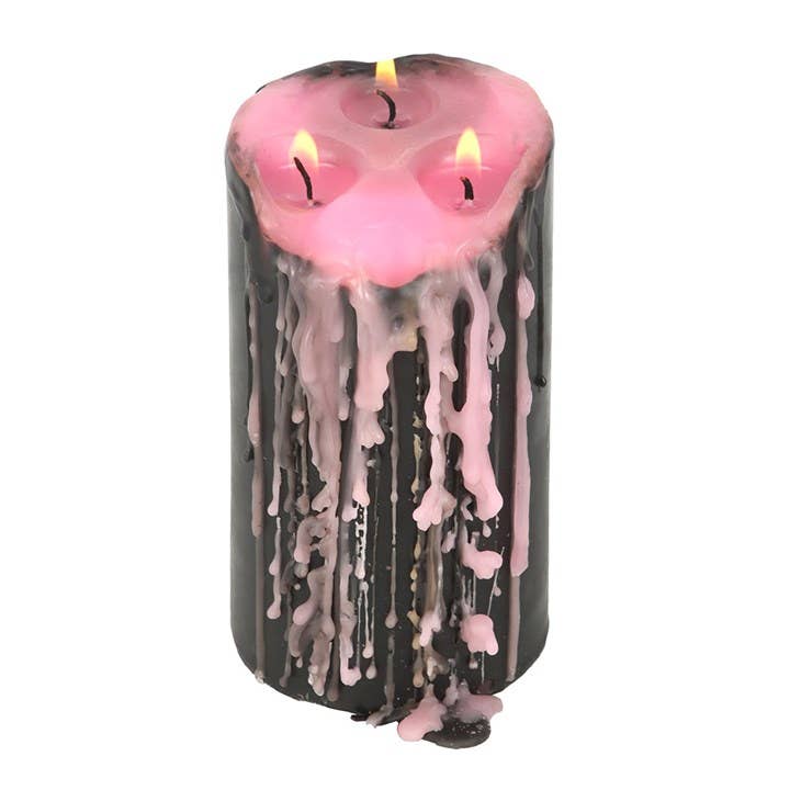 Large Pink Gothic Vampire Tears Bleeding Pillar Candle Candles - Gothic & Alternative Gift - Haunted
