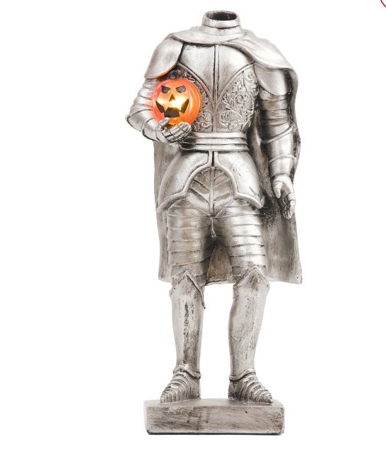 LED Headless Horsemen Knight Holding Pumpkin 15 inch Home Decor - Gothic & Alternative Gift - Haunted