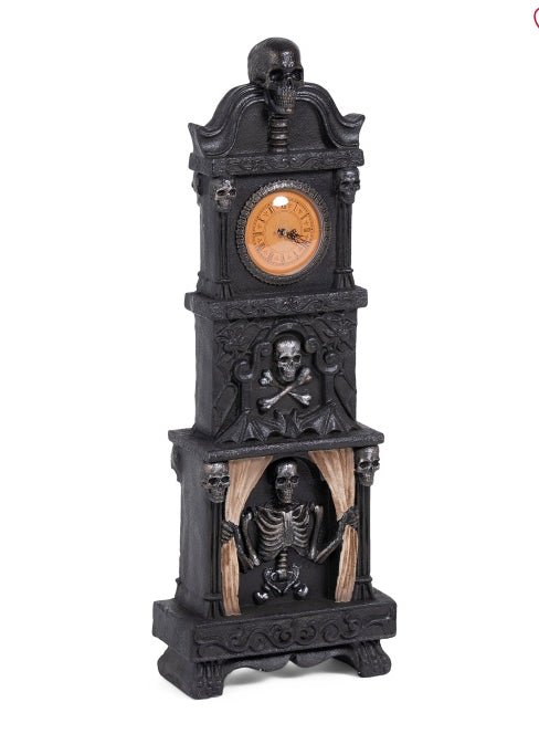 LED Skeleton Tombstone Clock Tower Large Home Decor - Gothic & Alternative Gift - Haunted