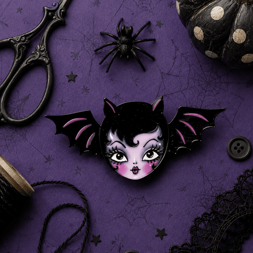 Lily the Vamp Brooch by Miss Fluff x Lipstick & Chrome Accessories - Gothic & Alternative Gift - Haunted