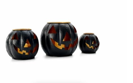 Lit Black Jack-o-Lanterns Pumpkins Seasonal Home Decor - Gothic & Alternative Gift - Haunted