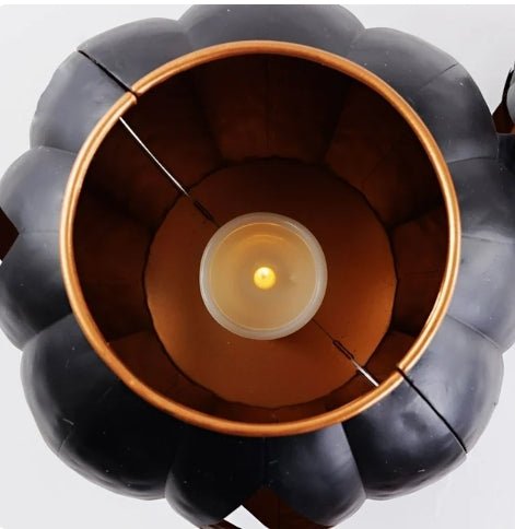 Lit Black Jack-o-Lanterns Pumpkins Seasonal Home Decor - Gothic & Alternative Gift - Haunted