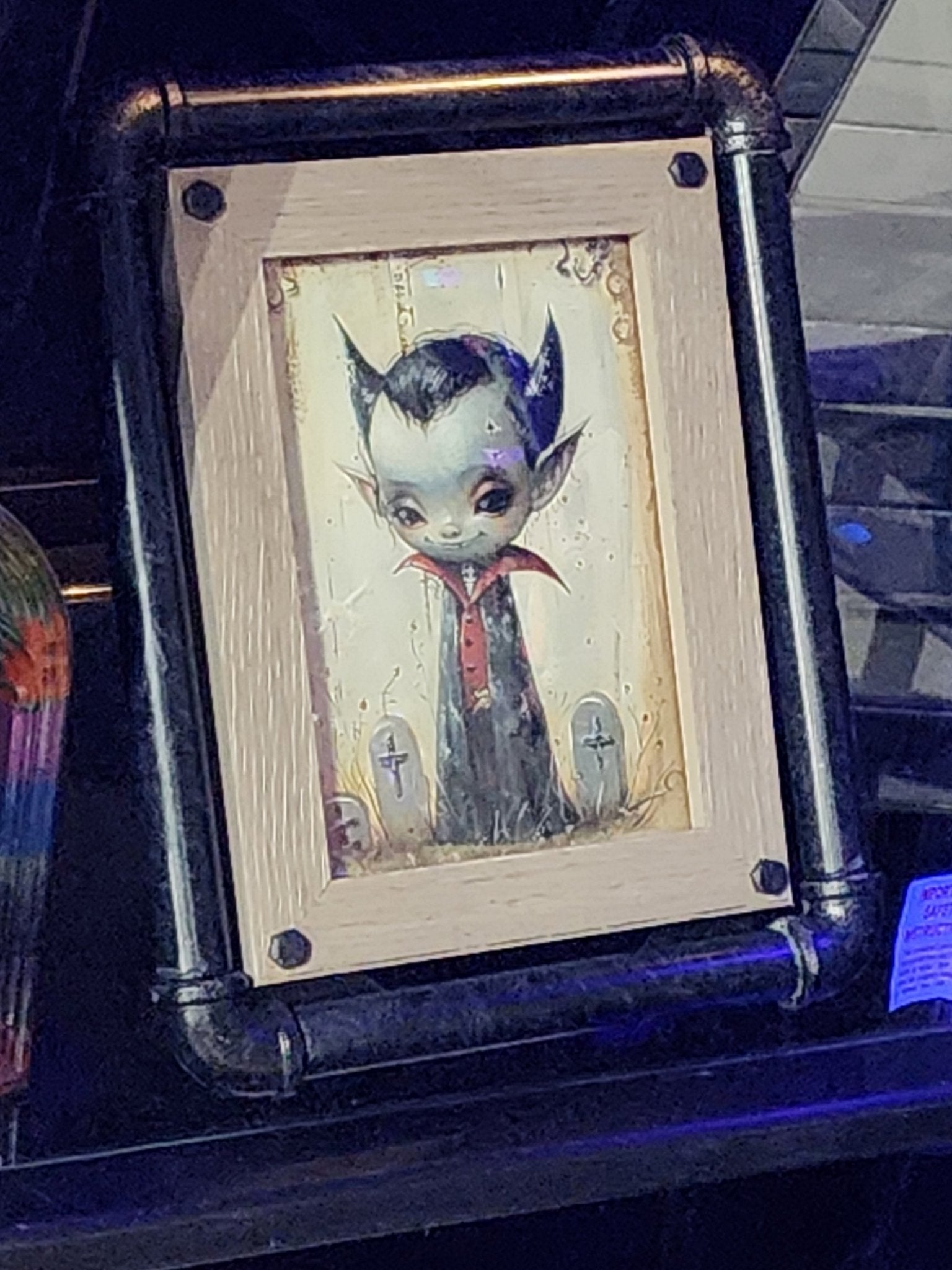 Little Duke Vampire Whimsigoth Print in Metal Pipe Frame Wall Hanging - Gothic & Alternative Gift - Haunted