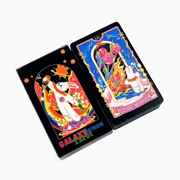 Little Rainbow Galaxy Rabbit Tarot Card Deck Witch Supplies - Gothic & Alternative Gift - Haunted
