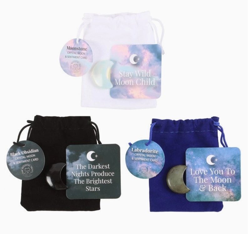 Lucky Moon Crystals in velvet bag Crystals - Gothic & Alternative Gift - Haunted