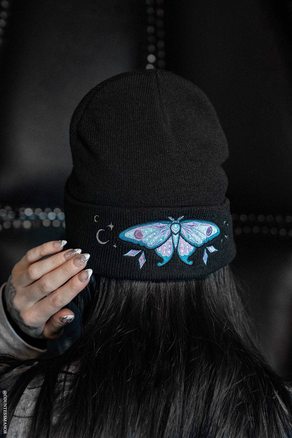 Luna Moth Beanie Embroidered Clothing Accessories - Gothic & Alternative Gift - Haunted